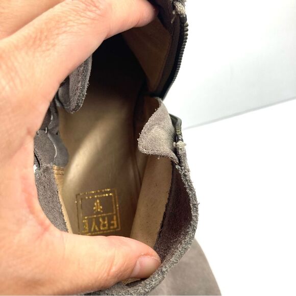 Frye Ray Belted STO Grey Suede Bootie Triple Buckle 9 M Boho Western Boots - Picture 13 of 16